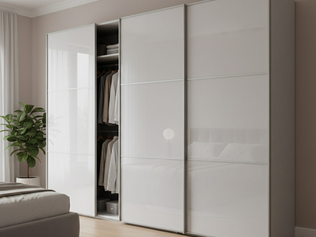 Modern sliding door wardrobe in a London bedroom