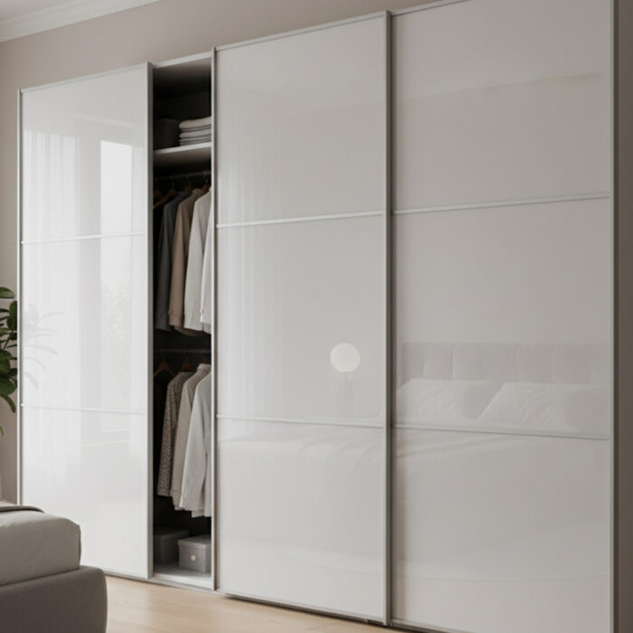 Modern sliding door wardrobe in a London bedroom