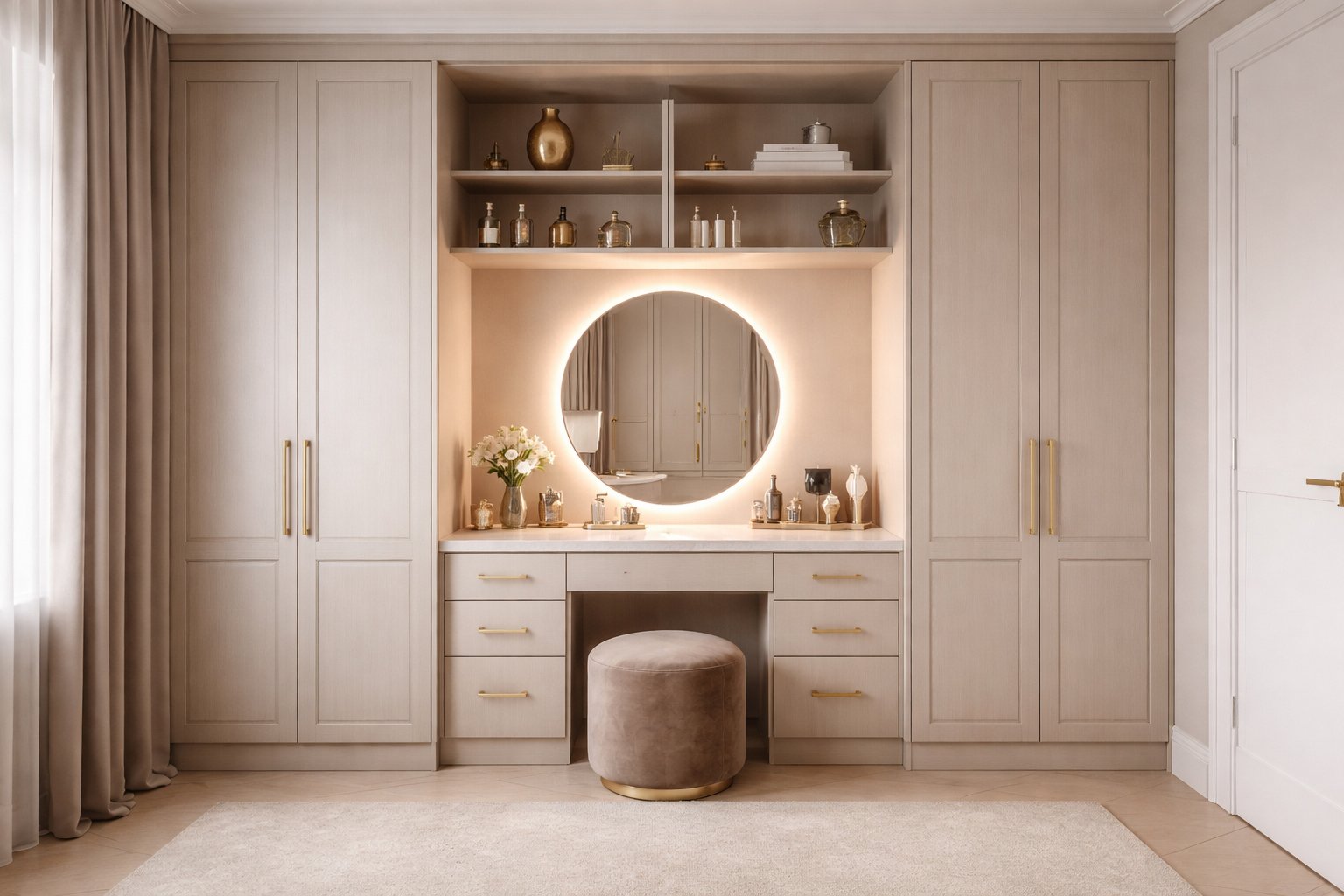 7 Smart Wardrobes with Built-In Dressing Table Ideas