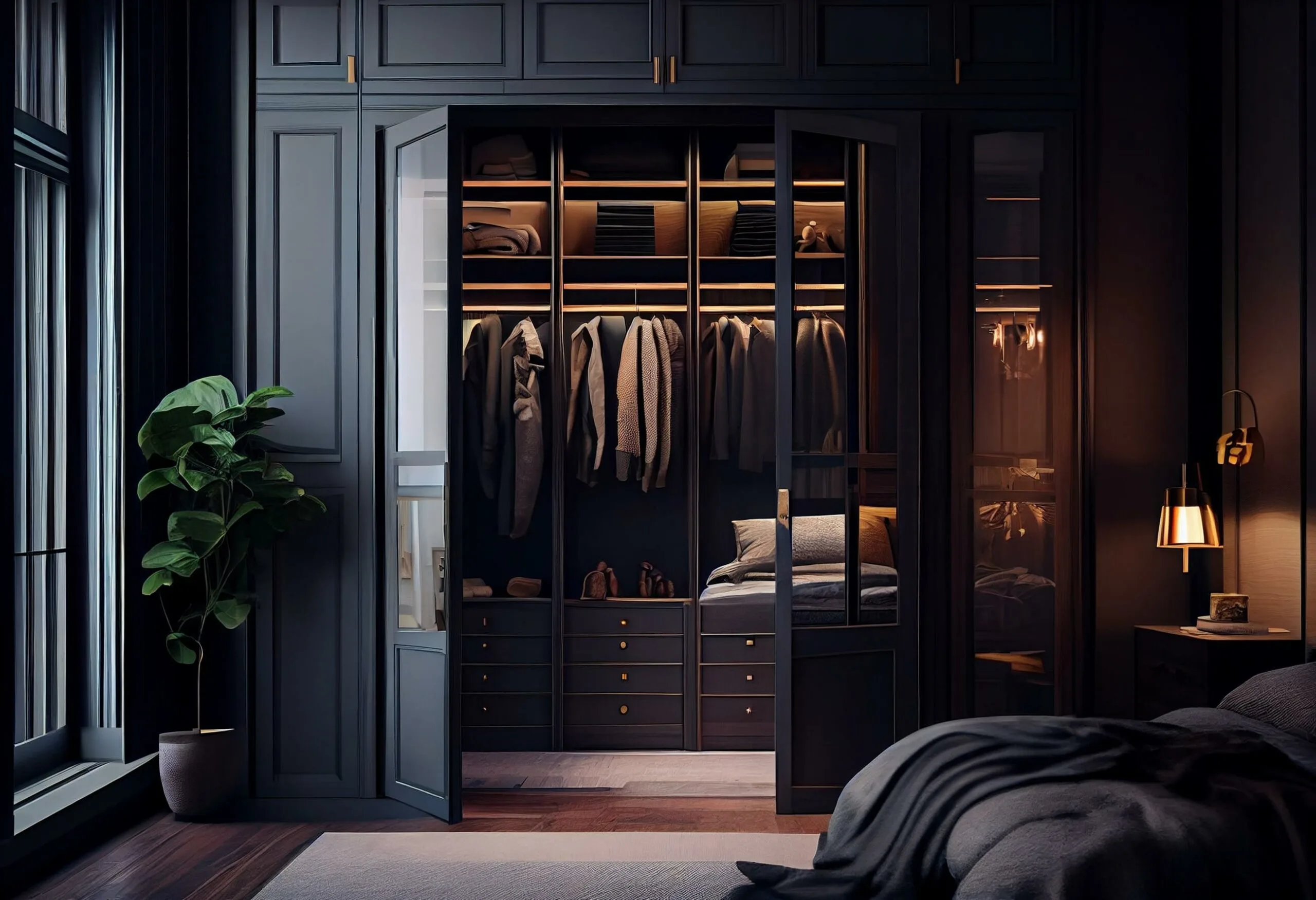 transparent glass wardrobe showcasing designer